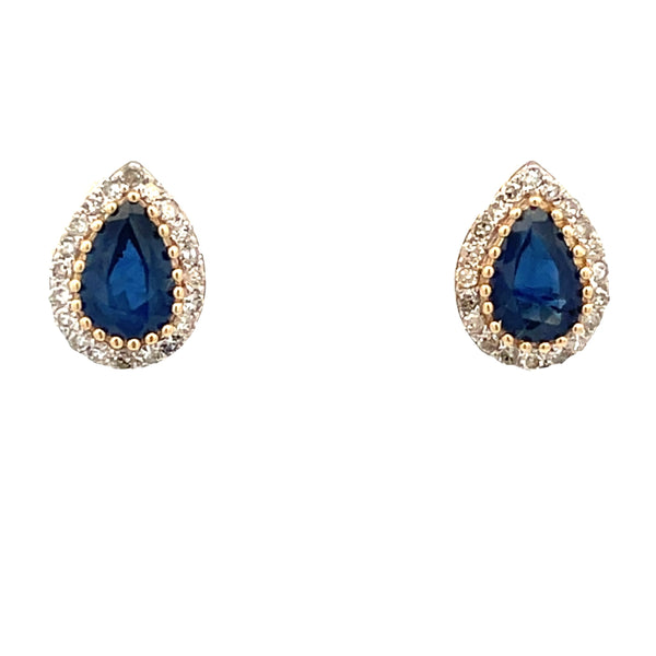 .57ct Sapphire Diamond Stud Earrings 14KT Yellow Gold