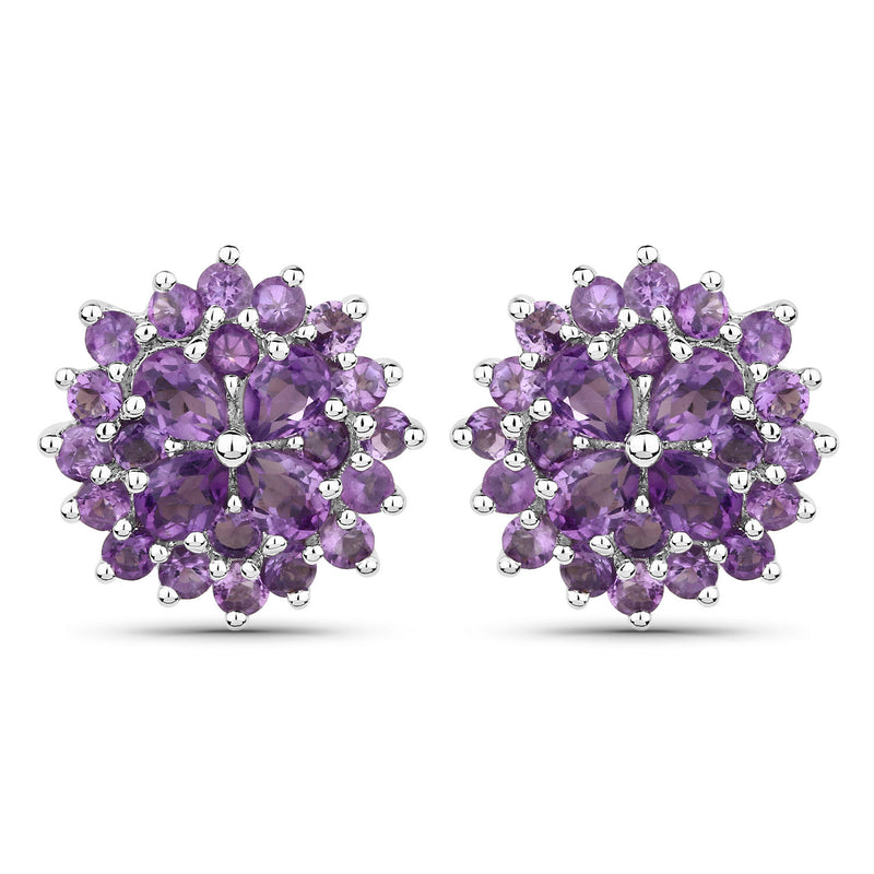 2.40 Carat Genuine Amethyst .925 Sterling Silver Earrings