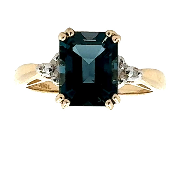 2.18ct London Blue Topaz Diamond Ring 10KT Yellow Gold