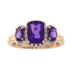 Natural 1.71ct Amethyst Diamond Ring 10KT Rose Gold