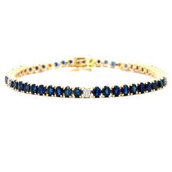 Sapphire Diamond Tennis Bracelet 14KT Yellow Gold