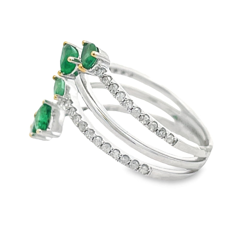 Natural .65ct Emerald Diamond Ring 14KT White Gold