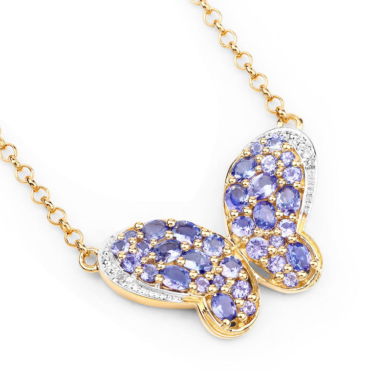 3.31 Carat Genuine Tanzanite and White Zircon .925 Sterling Silver Pendant