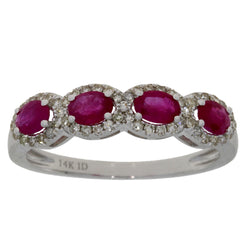 1.02ct Ruby Diamond Fashion band rings 14KT White Gold