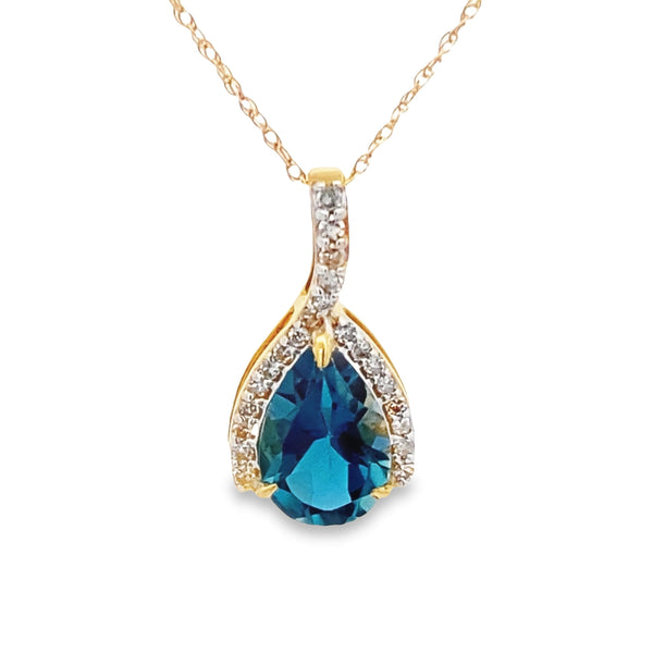 London Blue Topaz Fashion Pendants 10KT Yellow Gold