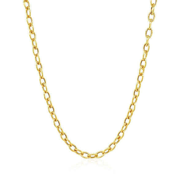 3.5mm 14k Yellow Gold Pendant Chain with Textured Links