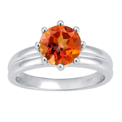 V3 Jewelry Fire Topaz Sterling Silver Solitaire Ring for Women