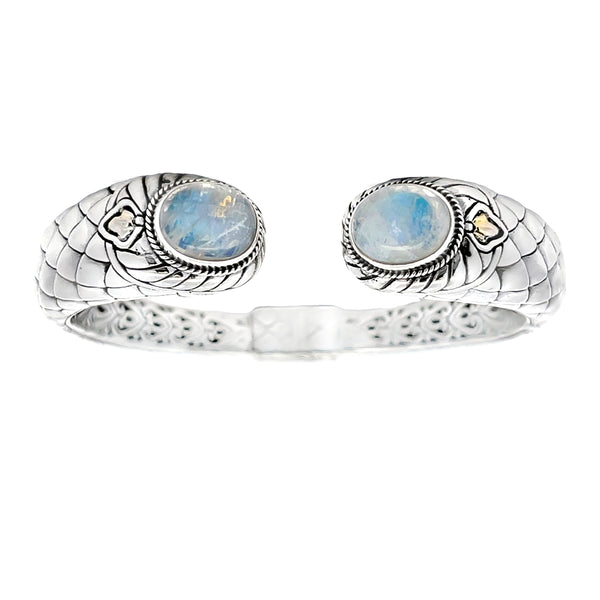 Moonstone Bangle Bracelet Sterling Silver 18KT Gold