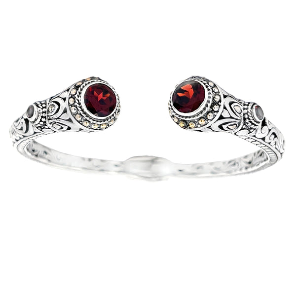 Garnet Garnet Bangle Bracelet Sterling Silver 18KT Gold