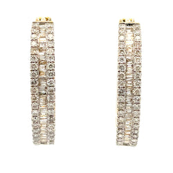 Genuine 1.43ct Diamond Hoop Earrings 14KT Yellow Gold