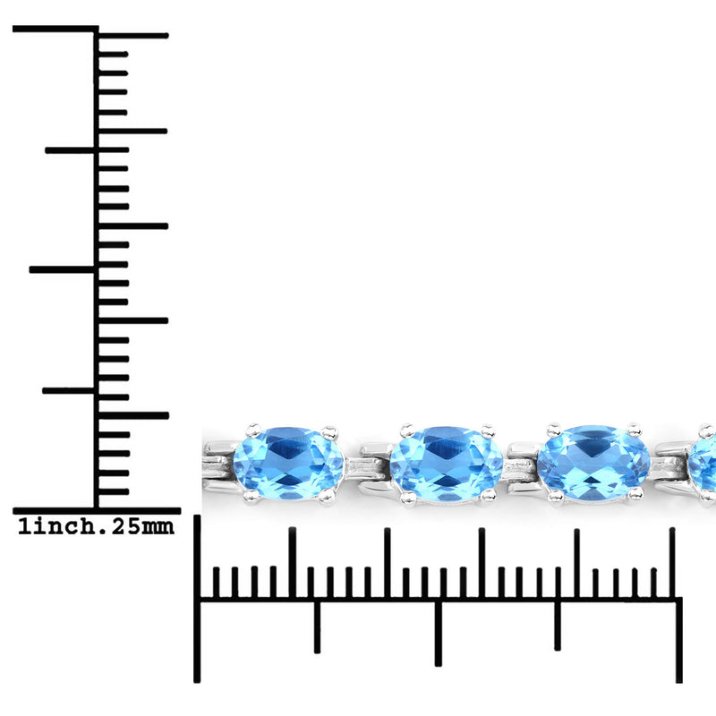 10.71 Carat Genuine Swiss Blue Topaz .925 Sterling Silver Bracelet