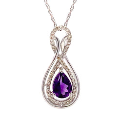 .77ct Amethyst Diamond Fashion Pendants 14KT White Gold