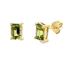 Genuine 1.05ct Peridot Stud Earrings 10KT Yellow Gold