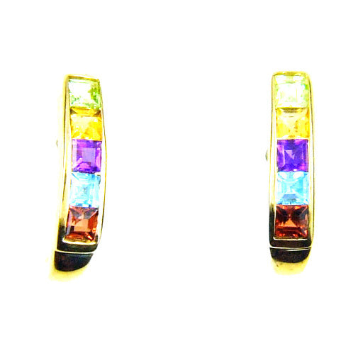 Genuine 2.10ct Multi Stone Earrings 14KT Yellow Gold