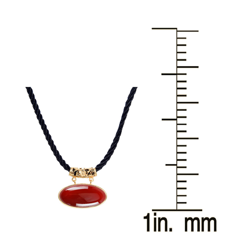 Carnelian Gold plated Sterling Silver Pendant with 18" Black Cord