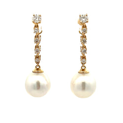 .65ct South Sea Pearl Dangle Earrings 14KT Yellow Gold