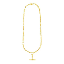 14k Yellow Gold Alternating Oval and Round Chain Necklace with Toggle