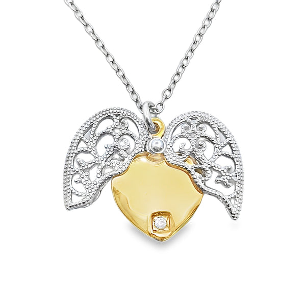 .01ct Diamond Heart Love Pendant Sterling Silver