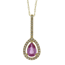 Pink Sapphire Diamond Fashion Pendants 14KT Yellow Gold