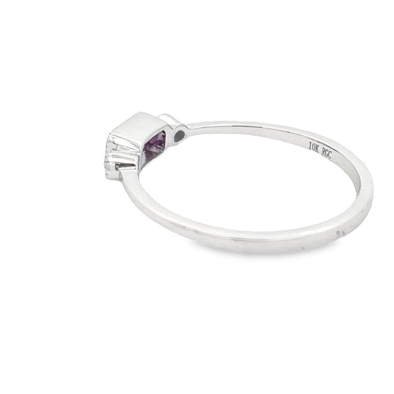 .02ct Created Alexandrite Diamond Ring 10KT White Gold