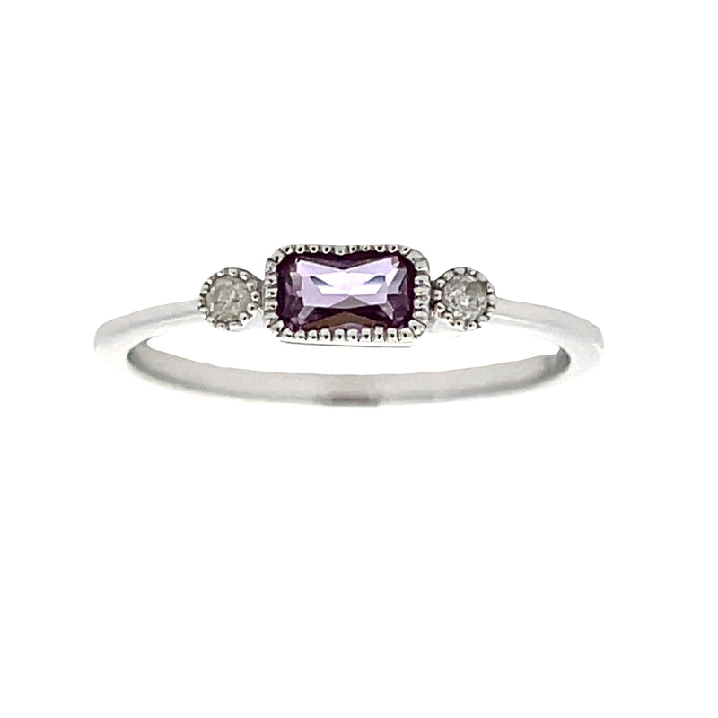 .02ct Created Alexandrite Diamond Ring 10KT White Gold