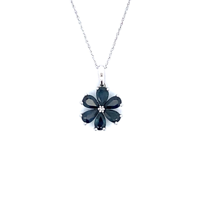 .01ct Sapphire Diamond Fashion Pendants 10KT White Gold
