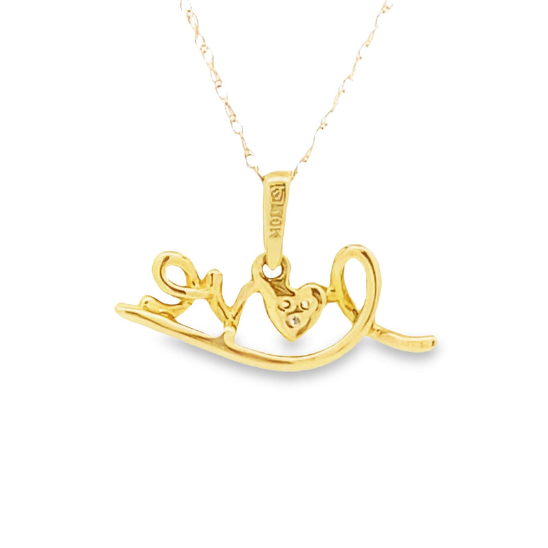 .02ct Diamond Heart Love Pendant 10KT Yellow Gold