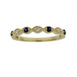 Sapphire Diamond stackable band set 14KT Yellow Gold
