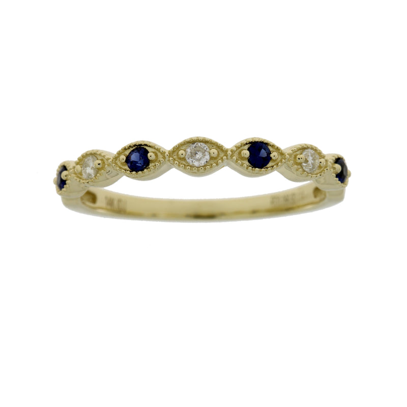 Sapphire Diamond stackable band set 14KT Yellow Gold
