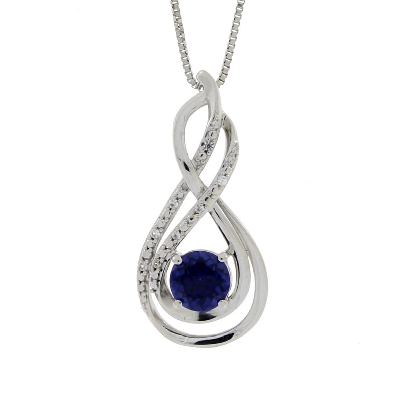 Created Sapphire Fashion Pendants Sterling Silver