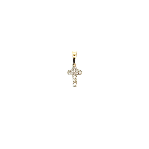 .03ct Diamond Cross Religious Pendant 10KT Yellow Gold