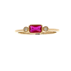 .02ct Created Ruby Diamond Ring 10KT Yellow Gold