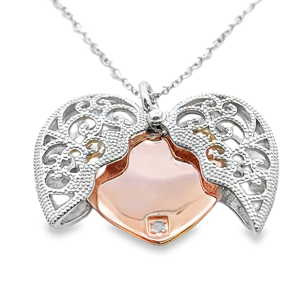 .01ct Diamond Heart Love Pendant Sterling Silver