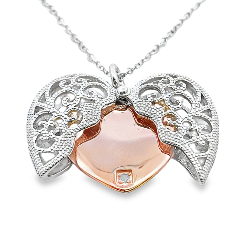 .01ct Diamond Heart Love Pendant Sterling Silver