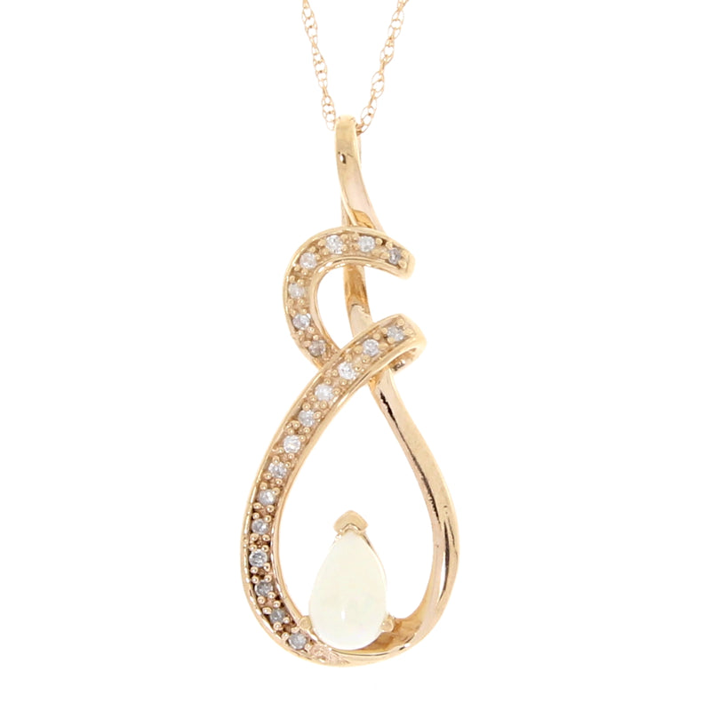 Natural .08ct Opal Diamond Pendant 10KT Rose Gold