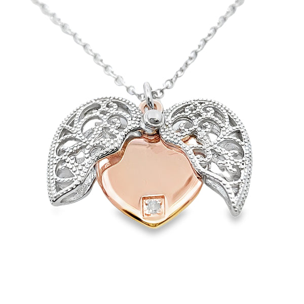 .01ct Diamond Heart Love Pendant Sterling Silver