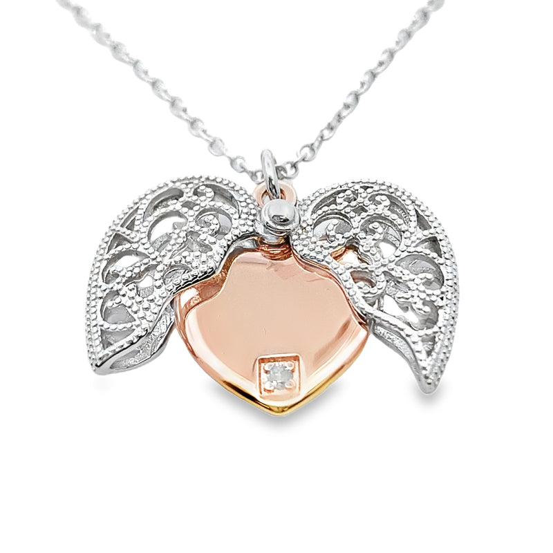 .01ct Diamond Heart Love Pendant Sterling Silver