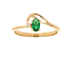 .02ct Created Emerald Diamond Ring 10KT Yellow Gold