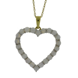 Genuine Opal Heart Love Pendant 10KT Yellow Gold