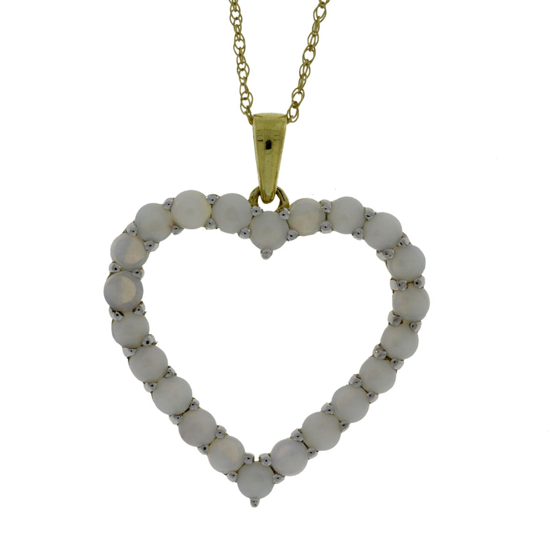 Genuine Opal Heart Love Pendant 10KT Yellow Gold