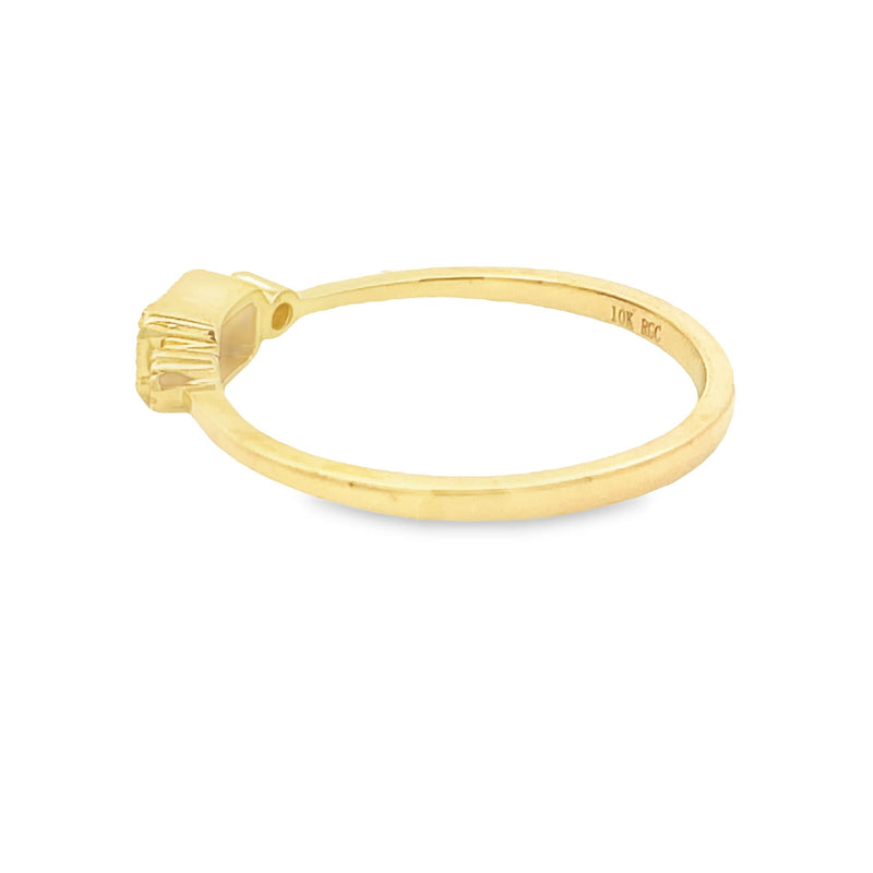 .02ct Created Sapphire Diamond Ring 10KT Yellow Gold