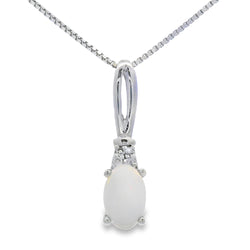 .02ct Opal Diamond Fashion Pendants 10KT White Gold