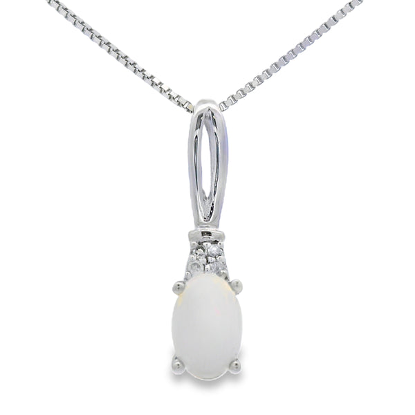.02ct Opal Diamond Fashion Pendants 10KT White Gold