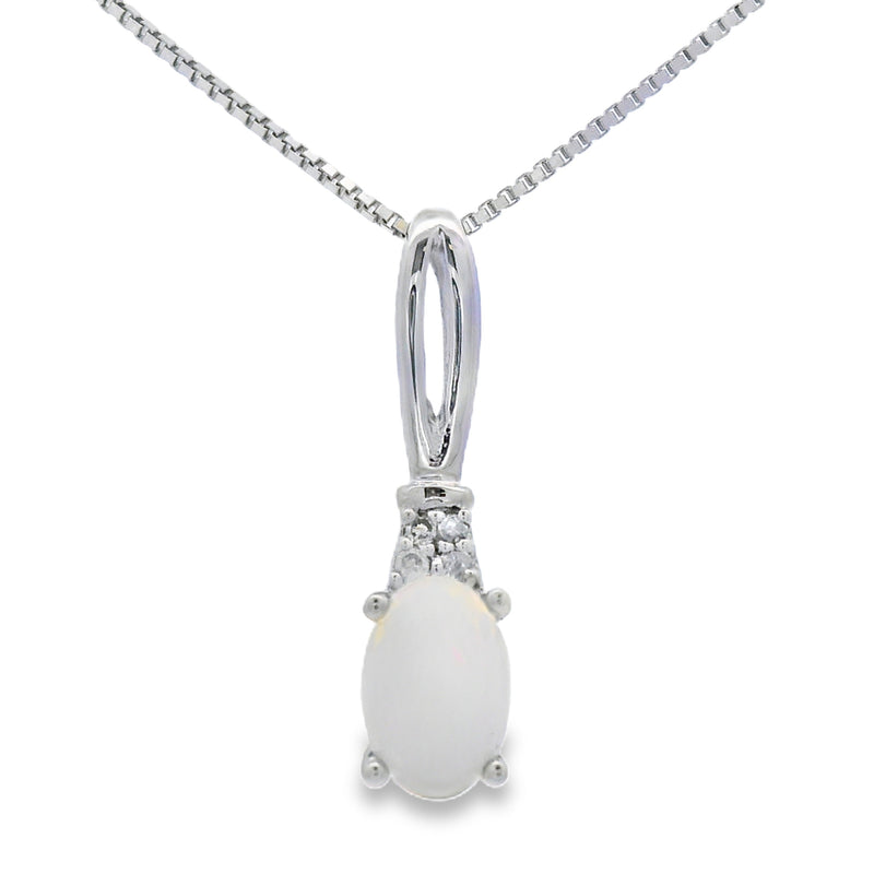 .02ct Opal Diamond Fashion Pendants 10KT White Gold