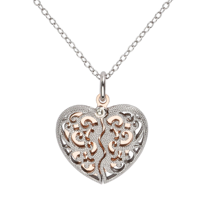 .01ct Diamond Heart Love Pendant Sterling Silver