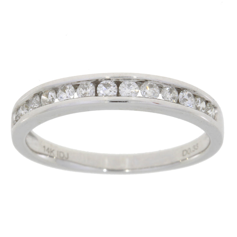Genuine .33ct Diamond Wedding Band Ring 14KT White Gold