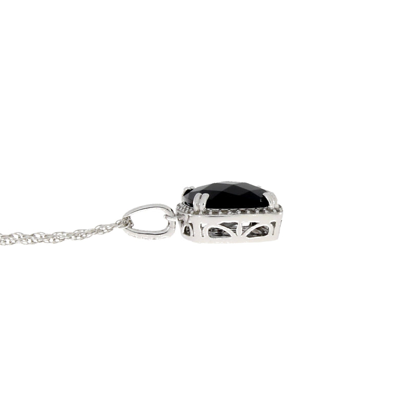 Onyx Created Sapphire Fashion Pendants Sterling Silver