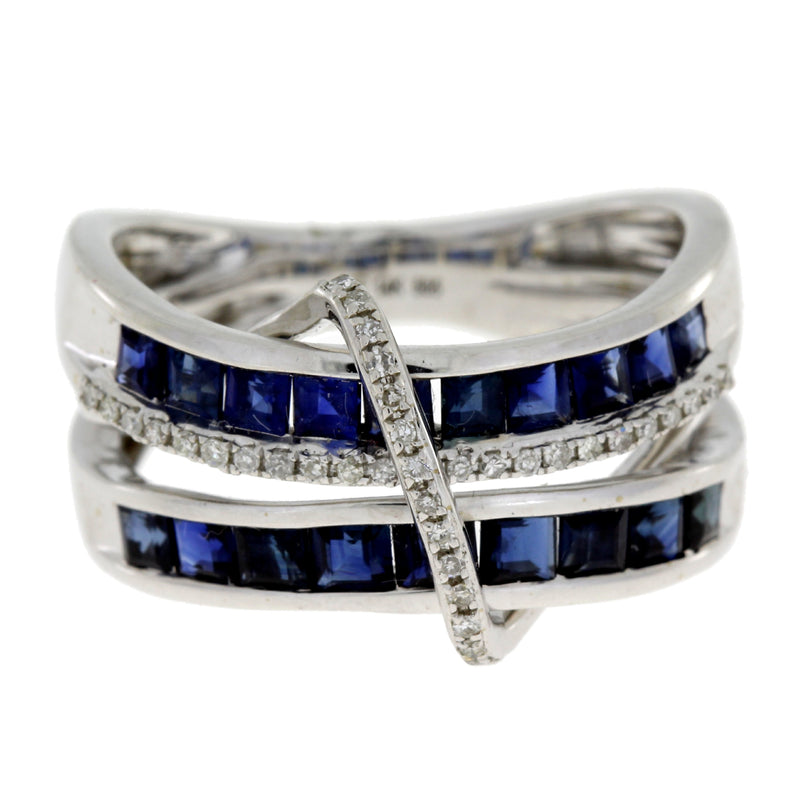 Genuine 2.13ct Sapphire Diamond Ring 14KT White Gold