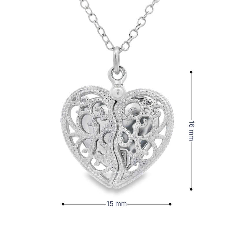 .01ct Diamond Heart Love Pendant Sterling Silver