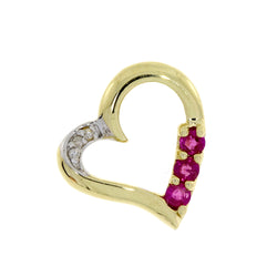 .26ct Ruby Diamond Heart Love Pendant 10KT Yellow Gold